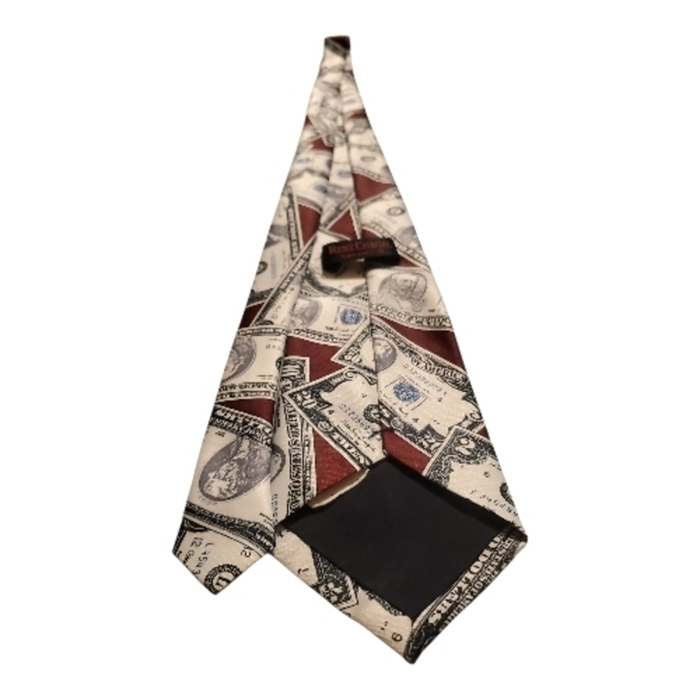 Stylish Money Print Rene Chagal Silk Tie